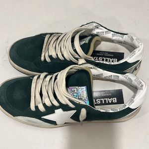 Golden Goose Women’s Ballstar Green Suede Sneakers